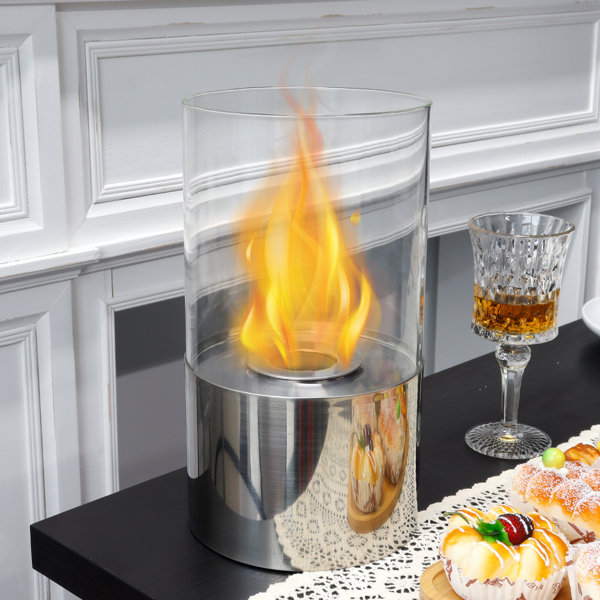 JHY DESIGN Metal BioEthanol Outdoor Tabletop Fireplace with Flame